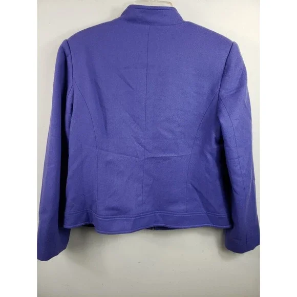 JG Hook Jacket Women's Size 14 Purple Wool Lined Long Sleeve Cropped flaw - Picture 7 of 9
